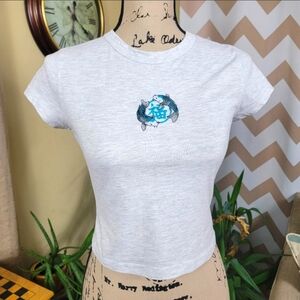 Gray Kawaii Baby Tee Size Small